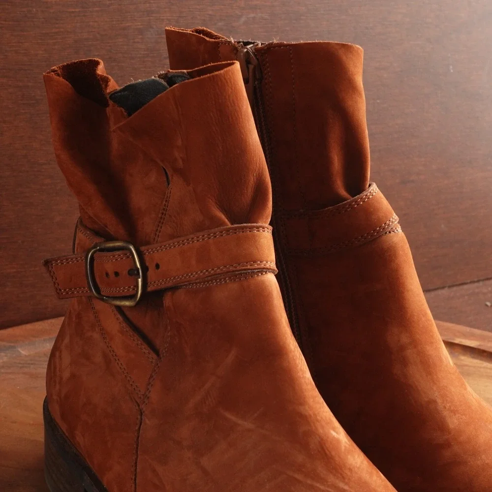 Paul Green Boots Womens SZ UK 6 US 8.5 Brown Denver Western Moto Coastal Cowgirl